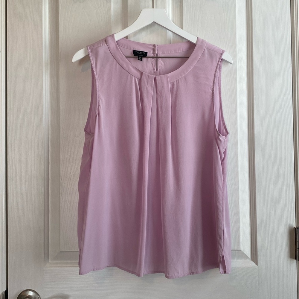 Talbots Lilac Washable Silk Sleeveless Top w/ Gathered Pleat Details Size 16P